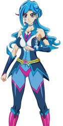 Rule 34 | 1girl, aqua (yu-gi-oh! vrains), blue eyes, blue hair, blue maiden, choker, commentary request, earrings, facial tattoo, highres, jewelry, long hair, multicolored hair, official style, skirt, tattoo, trfty657b, two-tone hair, yu-gi-oh!, yuu-gi-ou, yuu-gi-ou vrains, zaizen aoi