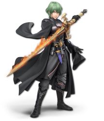 Rule 34 | 1boy, 3d, aqua hair, artist request, black coat, black footwear, black gloves, blue eyes, boots, byleth (fire emblem), byleth (male) (fire emblem), closed mouth, coat, dagger, expressionless, fire, fire emblem, fire emblem: three houses, flaming sword, flaming weapon, full body, gloves, green hair, grey pants, grey shirt, hand up, highres, holding, holding sword, holding weapon, knife, long sleeves, looking at viewer, male focus, nintendo, official art, pants, sheath, sheathed, shirt, short hair, solo, standing, super smash bros., sword, sword of the creator, transparent background, vambraces, weapon