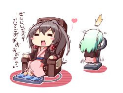 Rule 34 | 10s, 2girls, = =, aqua hair, blush stickers, brown hair, hair ornament, hanten (clothes), heart, japanese clothes, kantai collection, kimono, kumano (kancolle), long hair, massage, multiple girls, open mouth, personification, ponytail, reku, scales, suzuya (kancolle), translation request, weight conscious, yukata