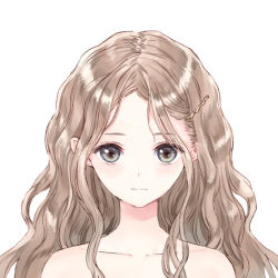 Rule 34 | 1girl, blonde hair, blue eyes, blue reflection, blue reflection (series), closed mouth, collarbone, expressionless, eyebrows, hair ornament, hairclip, kishida mel, long hair, looking at viewer, official art, portrait, shijou raimu, simple background, solo, wavy hair, white background