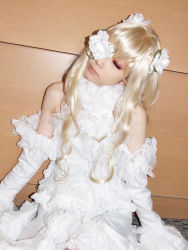 Rule 34 | blonde hair, boots, cosplay, dress, eyepatch, flower, frills, houtou singi (model), kirakishou, photo (medium), rozen maiden