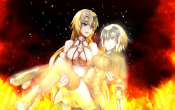 Rule 34 | 2girls, absurdres, blonde hair, breasts, carrying, cleavage, fate/apocrypha, fate/grand order, fate (series), glowing, headpiece, highres, jeanne d&#039;arc (fate), jeanne d&#039;arc (ruler) (fate), jeanne d&#039;arc (third ascension) (fate), jeanne d&#039;arc alter (avenger) (fate), jeanne d&#039;arc alter (fate), long hair, medium breasts, multiple girls, princess carry, ruler (fate/grand order), short hair, type-moon, xue dao