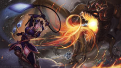 Rule 34 | 1girl, 3boys, armor, axe, blue eyes, boar, bola (weapon), breath weapon, breathing fire, brown thighhighs, dragon, eliskalti, fake horns, fire, flail, glowing, glowing eyes, green hat, hat, helmet, highres, holding, holding weapon, horned helmet, horns, league of legends, multiple boys, olaf, olaf (league of legends), open mouth, outdoors, parted lips, riding, rift scuttler, saddle, sejuani, standing, teemo, thighhighs, udyr, volibear, watermark, weapon, web address, white hair, yordle