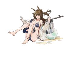 Rule 34 | 1girl, animal ears, anklet, armband, bag, ball, barefoot, beachball, bikini, blue-framed eyewear, blush, breasts, brown eyes, brown hair, camouflage, camouflage bikini, collarbone, feet, floating hair, full body, girls&#039; frontline, glasses, grey bikini, grey jacket, gun, hair ornament, horse ears, jacket, jewelry, joints, large breasts, long hair, mechanical legs, navel, nin (lion), official alternate costume, official art, open mouth, pouch, robot joints, semi-rimless eyewear, shoulder bag, sidelocks, sitting, solo, stomach, swimsuit, thigh strap, transparent background, type 88 (anti-drowning accessories) (girls&#039; frontline), type 88 (girls&#039; frontline), under-rim eyewear, unzipped, weapon, weapon bag