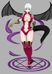 Rule 34 | 1girl, artist request, blue eyes, breasts, demon girl, demon tail, demon wings, fairy tail, large breasts, lisanna strauss, short hair, smile, tail, white hair, wings