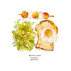Rule 34 | bread, bread slice, commentary, cyannism, egg, egg (food), english commentary, english text, food, food focus, no humans, original, simple background, stick, sunny side up egg, toast, tomato, vegetable, white background