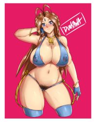 Rule 34 | 1girl, aa megami-sama, antenna hair, areola slip, arm at side, armpit peek, artist name, bangle, bare arms, bare shoulders, belldandy, bikini, blue bikini, blue eyes, blue gloves, blue thighhighs, blush, border, bracelet, breasts, brown hair, bursting breasts, cleavage, closed mouth, contrapposto, covered erect nipples, cowboy shot, cropped legs, duo kawa, facial mark, female pubic hair, fingerless gloves, forehead mark, gloves, gluteal fold, groin, halterneck, halterneck, hand on own cheek, hand on own face, hand up, head tilt, hip focus, huge breasts, jewelry, large breasts, long hair, looking at viewer, micro bikini, moderate pubic hair, navel, nipples, pink background, pubic hair, puffy nipples, simple background, skindentation, smirk, solo, stomach, swimsuit, thick thighs, thighhighs, thighs, very long hair, white border, wide hips