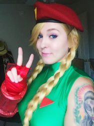 Rule 34 | 1girl, beret, blonde hair, braid, cammy white, cammy white (cosplay), capcom, chelhellbunny, cosplay, hat, highres, leotard, looking at viewer, photo (medium), red beret, smile, solo, street fighter, v