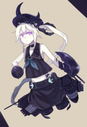 Rule 34 | 10s, 1girl, abyssal ship, amputee, bare shoulders, choker, destroyer princess, double amputee, gloves, hair ribbon, hat, kantai collection, no legs, pale skin, peroncho, purple eyes, ribbon, school uniform, serafuku, side ponytail, solo, turret, white hair