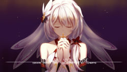 Rule 34 | 1girl, absurdres, bare shoulders, black background, closed mouth, closed eyes, hair between eyes, hair ornament, highres, holding, honkai (series), honkai impact 3rd, long sleeves, nun, praying, rosary, side ponytail, solo, theresa apocalypse, theresa apocalypse (celestial hymn), white hair, xing muhen