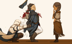 Rule 34 | 1girl, 2boys, assassin&#039;s creed, assassin&#039;s creed (series), assassin&#039;s creed iii, bouquet, brown hair, cape, coat, connor kenway, family, father and son, flower, fringe trim, gloves, hat, haytham kenway, hood, kanchou, kanieht&iacute;:io, kaniehti:io, long hair, mother and son, multiple boys, sunny (mnbvjkuy), time paradox, tricorne