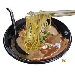 Rule 34 | bean sprout, bowl, chopsticks, commentary, egg, egg (food), english commentary, food, food focus, garnish, hardboiled egg, meat, no humans, noodles, original, ramen, realistic, simple background, soup, spoon, spring onion, still life, studiolg, vegetable, white background