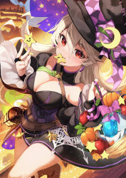 Rule 34 | 1girl, black dress, blush, breasts, corrin (female) (fire emblem), corrin (fire emblem), dress, earrings, fire emblem, fire emblem fates, hat, highres, jewelry, large breasts, long dress, long hair, looking at viewer, nakabayashi zun, nintendo, official alternate costume, pointy ears, red eyes, smile, solo, white hair, witch, witch hat