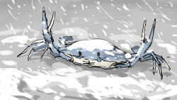 Rule 34 | animal, animal focus, crab, crustacean, grey background, highres, no humans, original, sketch, snow, snowing, tagme, tsukumizu yuu
