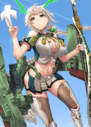 Rule 34 | 1girl, absurdly long hair, asymmetrical hair, bow (weapon), braid, breasts, cleavage, closed mouth, highres, holding, holding bow (weapon), holding weapon, kantai collection, large breasts, long hair, machinery, navel, rigging, shikigami, single braid, solo, unryuu (kancolle), very long hair, weapon, white hair, yellow eyes, zombie mogura