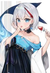 Rule 34 | 1girl, absurdres, admiral graf spee (a novel anniversary) (azur lane), admiral graf spee (azur lane), azur lane, bad id, bad pixiv id, bare shoulders, blue dress, blue eyes, blush, choker, closed mouth, collarbone, commentary request, dress, evening gown, fins, fish tail, food, food on body, food on face, fork, fruit, highres, holding, holding fork, licking self, looking at viewer, multicolored hair, shark tail, shawl, short hair, sidelocks, solo, standing, strapless, strapless dress, strawberry, streaked hair, tail, tongue, tongue out, upper body, whipped cream, white hair, yayoichi (yoruyoru108)