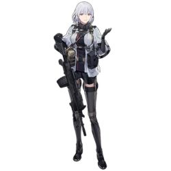 Rule 34 | 1girl, arm up, bag, belt, breasts, drum magazine, duoyuanjun, full body, girls&#039; frontline, gloves, grey gloves, gun, hair between eyes, jacket, light machine gun, long sleeves, looking at viewer, machine gun, magazine (weapon), official art, parted lips, purple eyes, rpk, rpk-16, rpk-16 (girls&#039; frontline), scope, short hair, silver hair, smile, solo, standing, strap, thighhighs, transparent background, weapon