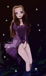 Rule 34 | 1girl, brown hair, code geass, covering privates, covering crotch, crying, crying with eyes open, dress, long hair, nunnally vi britannia, purple eyes, solo, tears