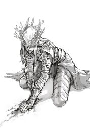 Rule 34 | 1boy, all fours, armor, blood, blood from mouth, closed mouth, cuso4 suiwabutu, dark souls (series), dark souls iii, full armor, gauntlets, helmet, highres, lothric (younger prince), male focus, simple background, solo