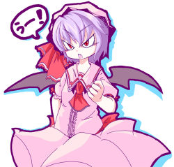 Rule 34 | 1girl, female focus, hat, red eyes, remilia scarlet, simple background, solo, tamute (2580rs), touhou, vampire, white background, wings