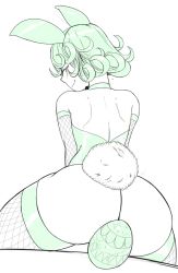 Rule 34 | 1girl, animal ears, ass, choker, curly hair, easter egg, egg, fake animal ears, fishnet gloves, fishnets, gloves, green hair, highres, huge ass, joylewds, looking at viewer, looking back, naughty face, one-punch man, playboy bunny, rabbit ears, rabbit tail, short hair, smile, tail, tatsumaki, thick thighs, thighhighs, thighs, wide hips