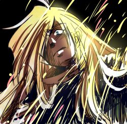Rule 34 | 1boy, artist request, black background, gourry gabriev, highres, looking at viewer, male focus, simple background, slayers, solo