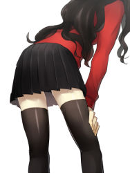 Rule 34 | 1girl, ass, bad id, bad pixiv id, black thighhighs, fate/stay night, fate (series), from behind, head out of frame, pleated skirt, ruchi, skirt, solo, thighhighs, tohsaka rin, zettai ryouiki