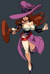 Rule 34 | 1girl, alex ahad, bare shoulders, breasts, cleavage, dragon&#039;s crown, hat, highres, large breasts, long hair, red hair, sorceress (dragon&#039;s crown), witch hat