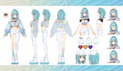Rule 34 | 1girl, absurdres, artist request, character request, character sheet, crop top, highres, midriff, navel, non-web source, source request, virtual youtuber
