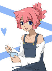 Rule 34 | 10s, 1girl, blue eyes, heart, looking at viewer, maron-san, pink hair, short hair, smile, solo, star driver, you mizuno