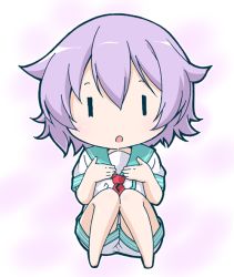 Rule 34 | 10s, 1girl, chibi, commentary request, kantai collection, knees up, masaki itsuki, neckerchief, open mouth, purple hair, school uniform, serafuku, short hair, short sleeves, shorts, simple background, solid eyes, solo, tama (kancolle), | |