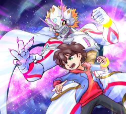 Rule 34 | 2boys, amanokawa hiro, brown hair, clenched hand, digimon, digimon (creature), digimon ghost game, dragon, green eyes, incoming attack, incoming punch, multiple boys, open mouth, punching, short hair, siriusmon