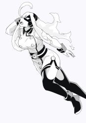 Rule 34 | 1girl, anatomy, angry, boku no hero academia, breasts, burnin (boku no hero academia), comic, eye mask, greyscale, highres, kinaee, lineart, long hair, monochrome, open mouth, simple background, skirt, solo, white background