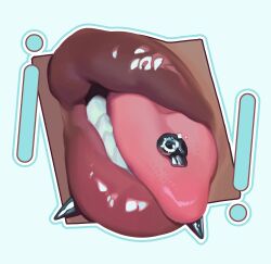 Rule 34 | !, !!, 1other, ambiguous gender, brown lips, dark skin, gloss (hotglossed), highres, lip piercing, lips, lipstick, lower teeth only, makeup, open mouth, original, piercing, teeth, tongue, tongue out, tongue piercing