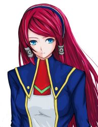 Rule 34 | 1girl, arc system works, blazblue, blazblue: continuum shift, blue eyes, breasts, female focus, long hair, nitsu09, red hair, solo, tsubaki yayoi, twintails, white background