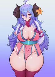 Rule 34 | 1girl, absurdres, ahoge, alternate costume, blue hair, braid, breasts, commission, curled horns, flower, fur (clothing), hair between eyes, hair flower, hair ornament, hand on own chest, highres, horn flower, horns, japanese clothes, keisar51nsfw, kindred (league of legends), lamb (league of legends), large breasts, league of legends, long hair, long sleeves, looking at viewer, no panties, official alternate costume, official alternate hairstyle, pelvic curtain, plump, spirit blossom (league of legends), spirit blossom kindred, thick thighs, thighhighs, thighs, twin braids, white fur