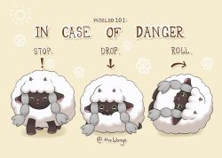 Rule 34 | :3, animal ears, braid, brown background, commentary, creatures (company), english commentary, english text, game freak, gen 8 pokemon, horns, nintendo, no humans, open mouth, pokemon, pokemon (creature), pokemon swsh, rolling, sheep, sheep ears, simple background, smile, twin braids, wonyo, wooloo