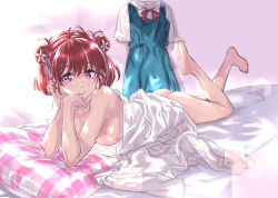 Rule 34 | 1girl, ass, bed, breasts, feet, hashima izumi, highres, maruta, pillow, red hair, saenai heroine no sodatekata
