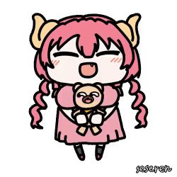 Rule 34 | 1girl, alternate color, animated, animated gif, ilulu (maidragon), kobayashi-san chi no maidragon, lowres, open mouth, seseren, stuffed animal, stuffed toy, teddy bear