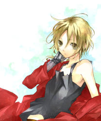 Rule 34 | 00s, 1boy, androgynous, automail, blonde hair, braid, edward elric, fullmetal alchemist, long hair, male focus, mechanical arms, messy hair, ponytail, rito0805, rito (rito0805), ritoko (artist), single braid, single mechanical arm, solo, yellow eyes