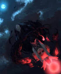 Rule 34 | 1girl, blonde hair, darkness, embodiment of scarlet devil, female focus, full moon, inishie kumo, moon, night, red eyes, rumia, solo, touhou, upside-down