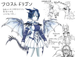Rule 34 | blue eyes, blue hair, bob cut, breasts, colored skin, dragon, dragon girl, frost, horns, large breasts, level difference, miniskirt, monster girl, okamura (okamura086), personification, skirt, spikes, the elder scrolls, the elder scrolls v: skyrim, thighhighs, torn clothes, white skin, wings