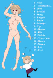 Rule 34 | 00s, 17pieces, 1girl, animal ears, arcueid brunestud, blonde hair, blue background, breasts, cat ears, cat girl, character sheet, diagram, english text, female focus, flat color, frown, full body, neco-arc, no pussy, nude, pantyhose, pigeon-toed, red eyes, short hair, simple background, sound effects, standing, standing on one leg, tsukihime, what