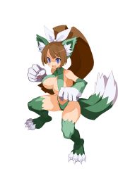 Rule 34 | 1girl, animal ear fluff, animal ears, breasts, brown hair, cat ears, cat tail, claws, disgaea, disgaea rpg, full body, fur, high ponytail, large breasts, long hair, nekomata (disgaea), official art, open mouth, slit pupils, solo, tail, transparent background, v-shaped eyebrows, very long hair