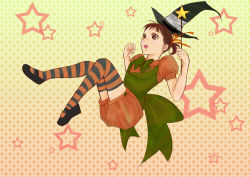 Rule 34 | 1girl, atlus, doujima nanako, halloween, halloween costume, hat, persona, persona 4, staff, thighhighs, twintails, witch hat