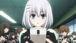 Rule 34 | 1boy, 6+girls, angry, animated, anime screenshot, armor, audible speech, blue eyes, blush, can, cellphone, crushing, date a live, drink can, english audio, gloves, hair ornament, hairclip, holding, holding phone, indoors, itsuka shidou, multiple girls, phone, silver hair, smartphone, soda can, sound, talking, talking on phone, tobiichi origami, video, yatogami tooka