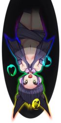 Rule 34 | 1girl, :d, animal ears, animal hands, bat ears, bat girl, bat wings, breasts, fang, green eyes, grey hair, heart, heart-shaped pupils, highres, looking at viewer, monster girl, monster girl encyclopedia, nanostar, navel, open mouth, outline, own hands together, rainbow gradient, short hair, small breasts, smile, solo, symbol-shaped pupils, transparent background, upside-down, werebat, winged arms, wings