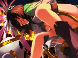 Rule 34 | 1girl, blank eyes, boots, breasts, brown hair, cape, circlet, clenched teeth, closed eyes, daiteikoku, dutch angle, feathers, female masturbation, fingering, fire, fire pit, fireplace, fringe trim, from below, game cg, glasses, hanny, headdress, heavy breathing, holding, humiliation, ketsuaru hanny, leg lift, masturbation, mutsumi masato, native american, native american headdress, night, night sky, nozomi (daiteikoku), open mouth, orion (orionproject), out of frame, palm tree, patterned, prosthesis, prosthetic arm, pussy juice, pussy juice trail, rock, short hair, sitting, sitting on object, sky, solo, star (sky), starry sky, stool, teeth, tree, underboob