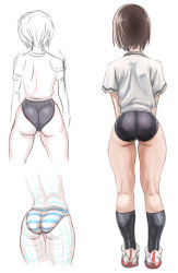 Rule 34 | 1girl, ass, back, buruma, from behind, gluteal fold, hayakawa sonchou, panties, solo, standing, striped clothes, striped panties, trefoil, underwear