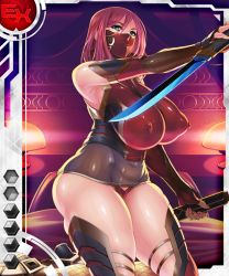 Rule 34 | 00s, 1girl, asagiri, ass, bare shoulders, bed, breasts, card (ex-red), card (ex-sr), card (medium), covered erect nipples, female focus, huge breasts, impossible clothes, legs, leotard, lilith-soft, long hair, looking at viewer, mask, mature female, mito rishuna (taimanin asagi), nipples, pink hair, shiny skin, taimanin (series), taimanin asagi, taimanin asagi battle arena all card gallery, taimanin asagi kessen arena, weapon